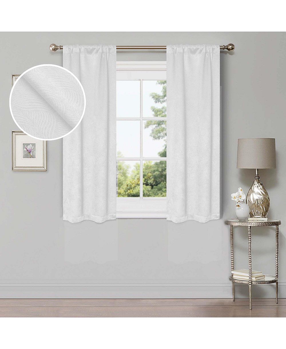 Superior Wave Geometric Polyester Rod Pocket Room Darkening Curtain Panels, Set of 2