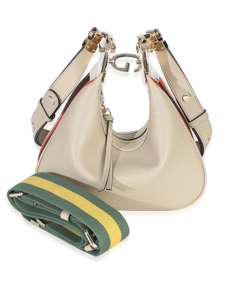Pre-Owned Gucci Beige Smooth Calfskin Web Small Attache сумка на плечо