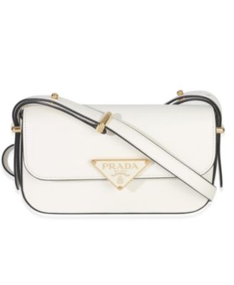 Б/у сумка Prada White Smooth Calfskin с треугольным логотипом