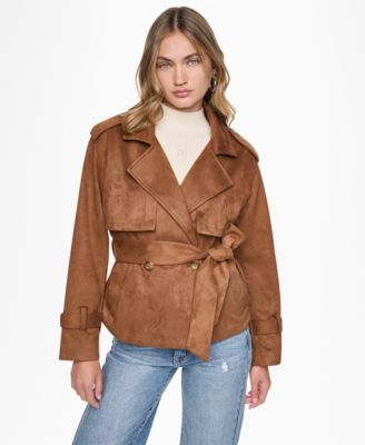 DKNY Jeans Женская укороченная куртка-тренч из искусственной замши