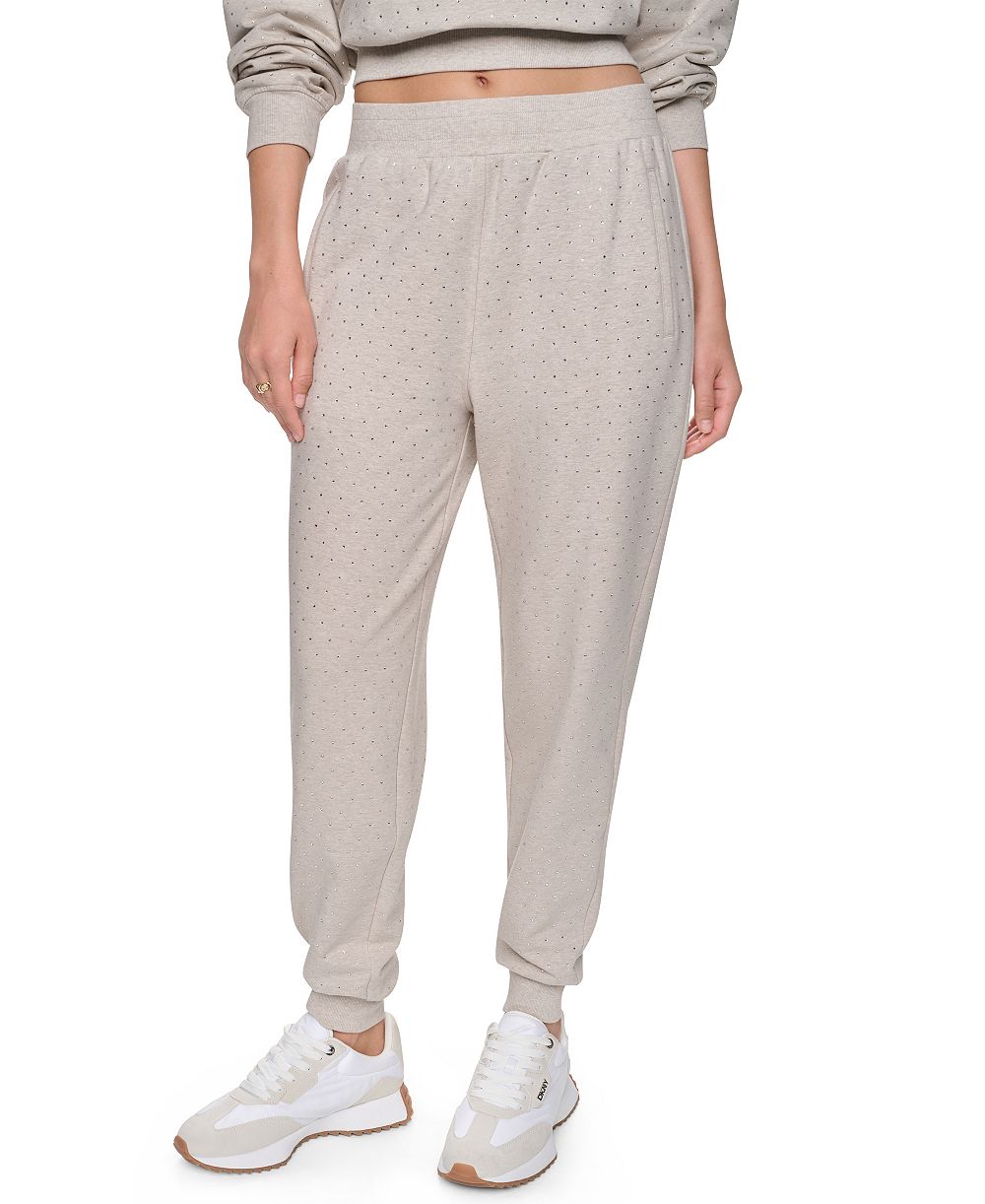 DKNY Jeans Women's High-Rise Rhinestone Pull-On Jogger Pants