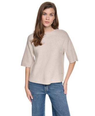 Женский свитер DKNY Jeans rugby с короткими рукавами и круглым вырезом boxy