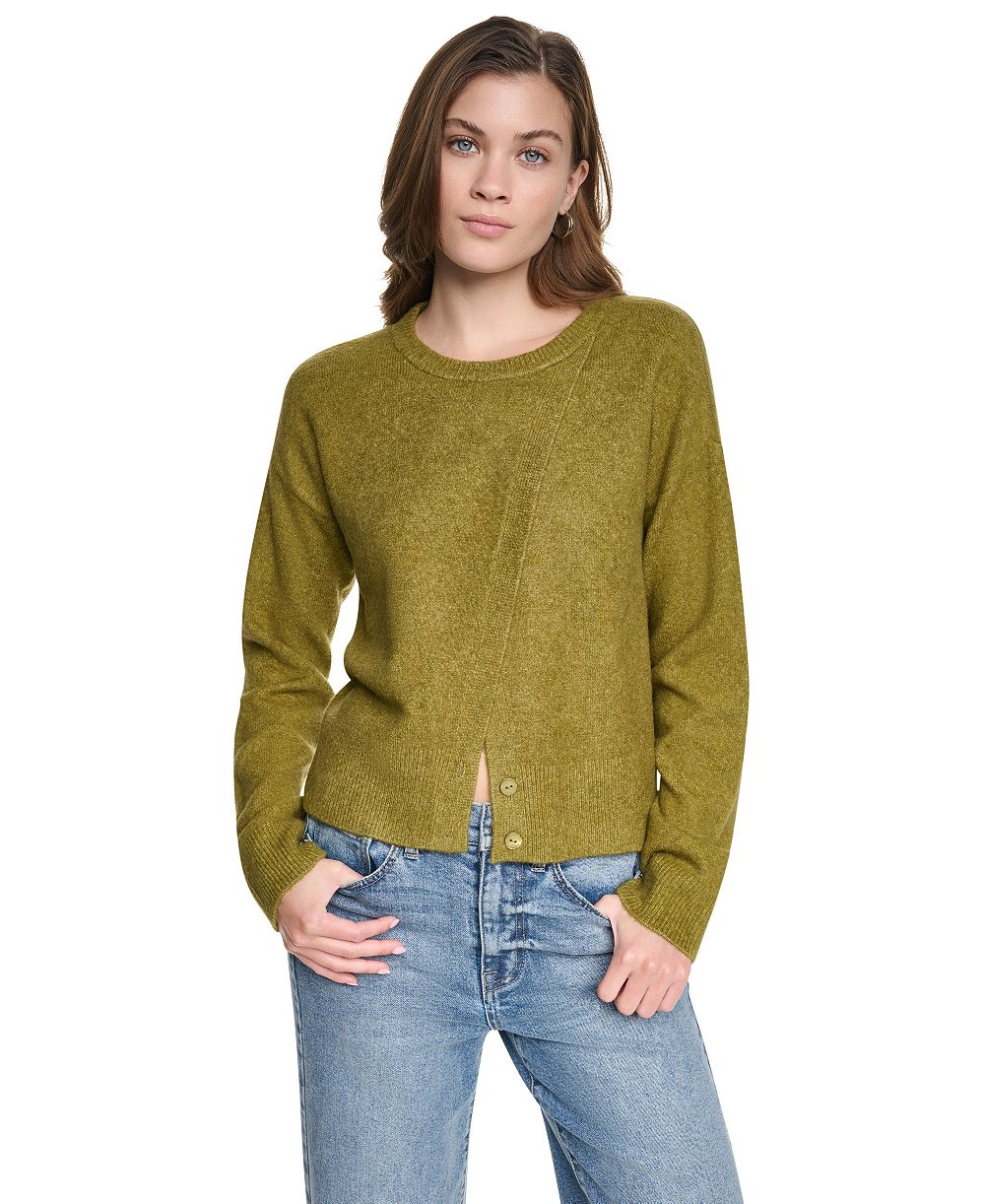 DKNY Jeans Женский кардиган с круглым вырезом и асимметричной застежкой