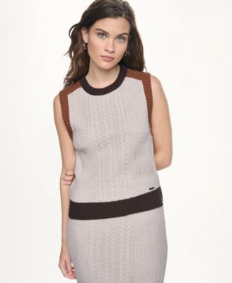 Женский джемпер DKNY Jeans Color Block Cable-Knit Crewneck