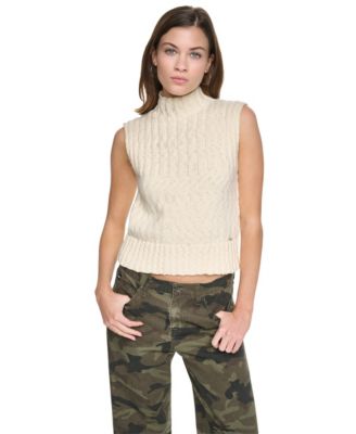 DKNY Jeans Женский трикотажный джемпер с воротником-стойкой без рукавов