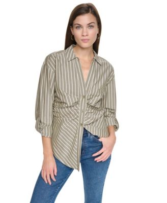 DKNY Jeans Женская рубашка с защипами, отложным воротником и пуговицами