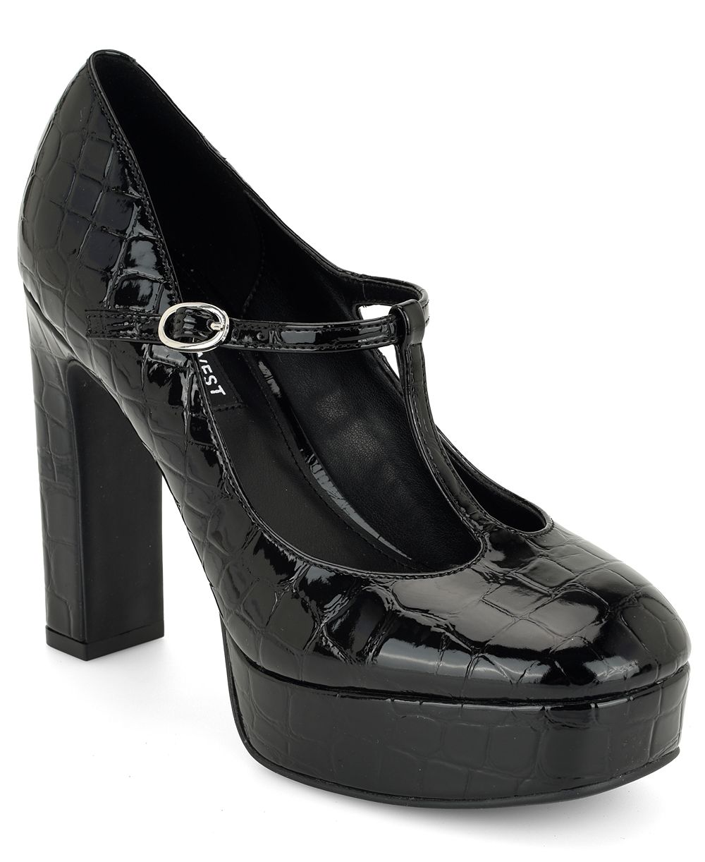 Nine West Women's Daphni T-Strap Block Heel Platform Pumps