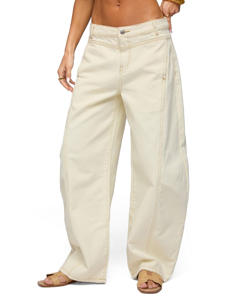 Женские джинсы Edikted Gili Contrast Stitch Low Rise Barrel