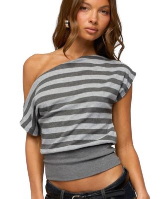Edikted Women's Kittie Striped Off Shoulder Top