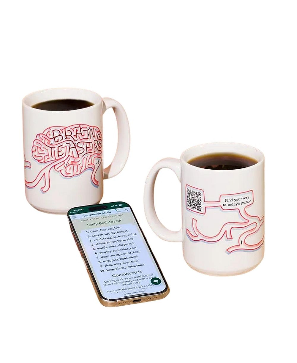 Uncommon Goods Brainteasers Interactive QR Mug