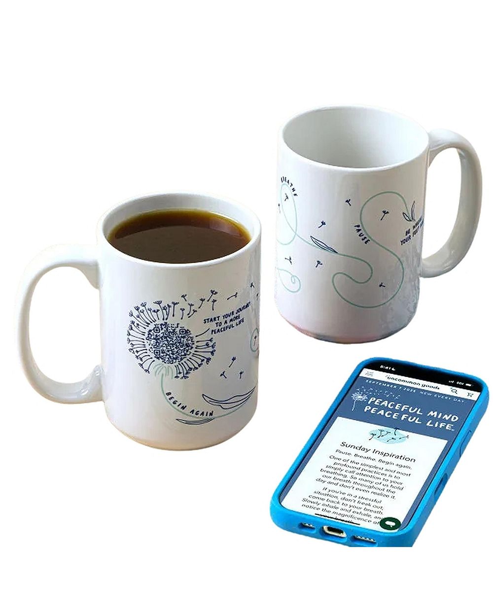 Uncommon Goods Daily Mindfulness Interactive QR Mug