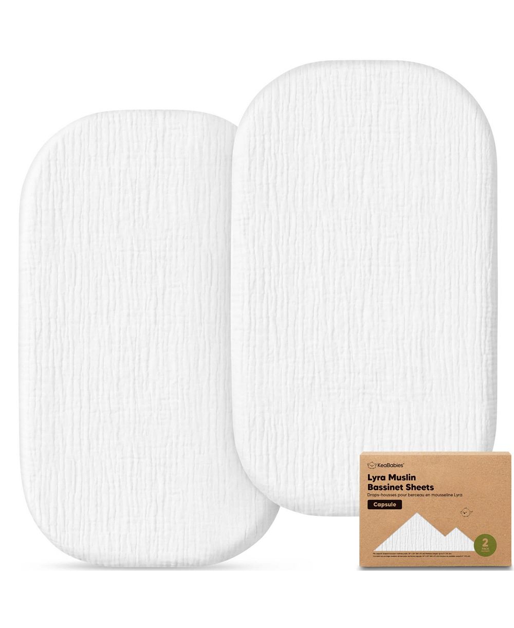 Простыни для колыбели KeaBabies Lyra Muslin для Maxi-Cosi Bedside Sleeper, 33x20 Oval, Capsule, 2 штуки