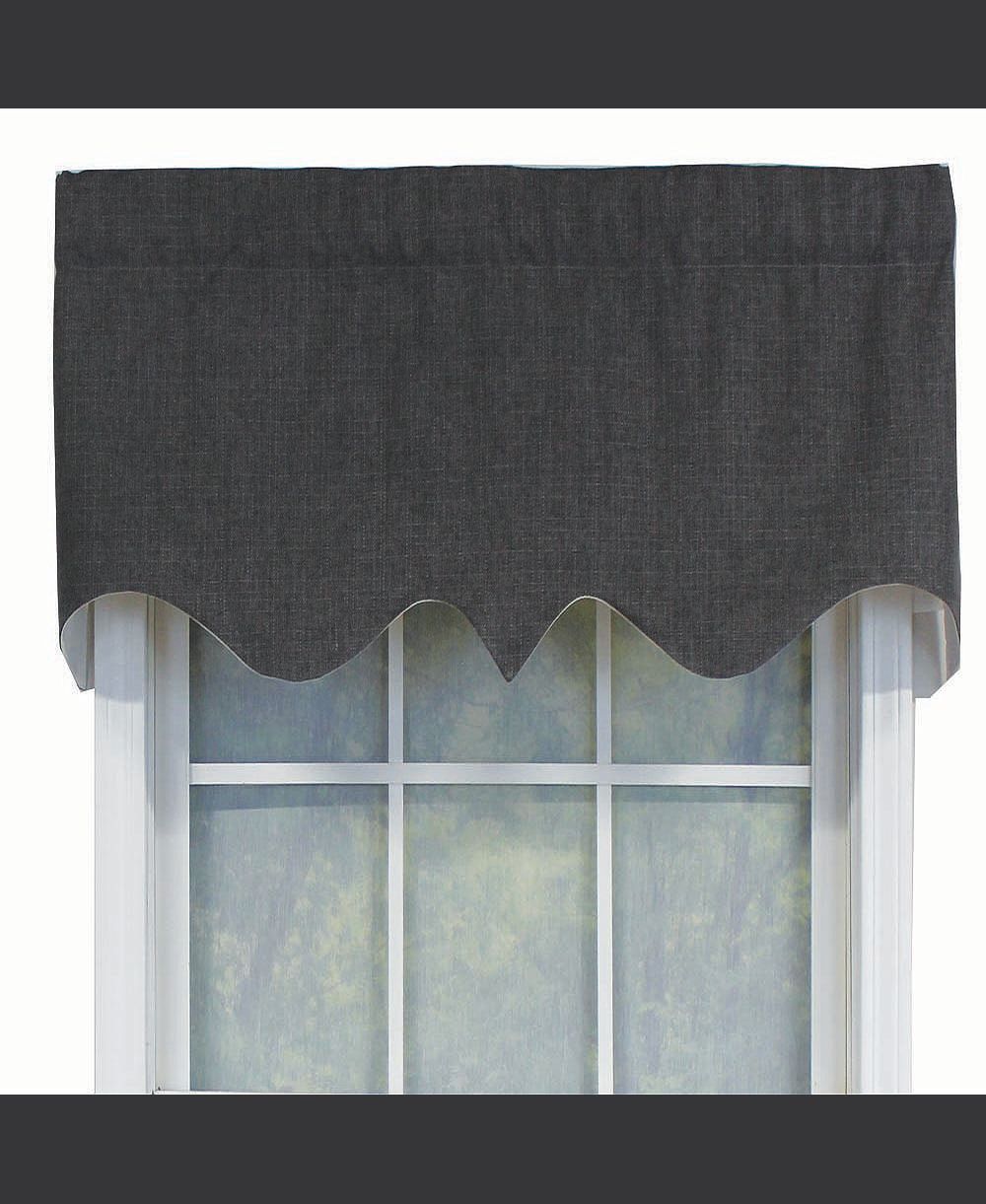 RLF Home R-Crosby Essential Solid Color Fabric Printed Regal Valance 3inch  Rod Pocket Iron Charcoal
