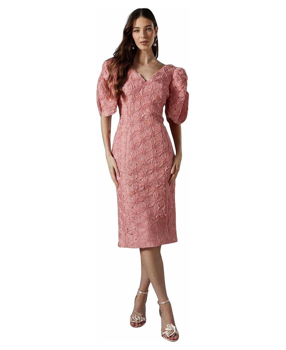 Женское платье Coast Floral Pleated Puff Sleeve Pencil Dress