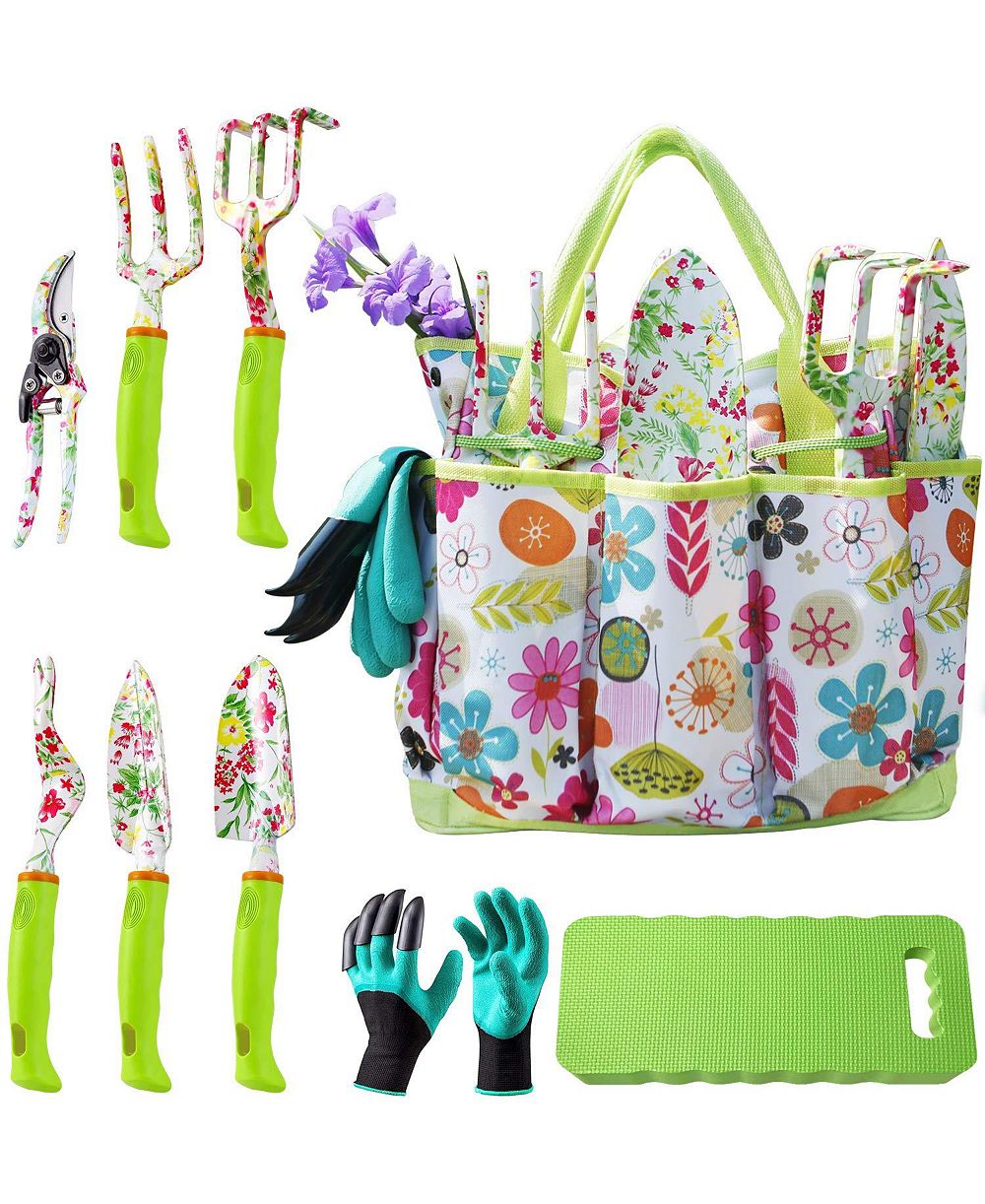XDOVET Garden Tool Set Heavy Duty Kit Gloves Kneeling Pad Pruner Trowel Rake Weeder Transplanter