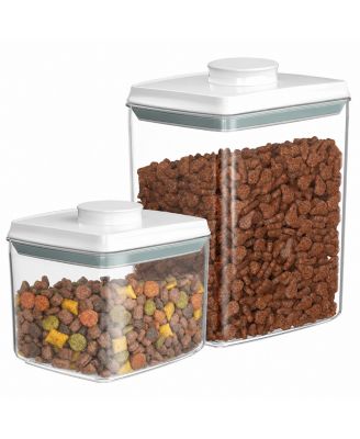 ARONKL 1.35 Qt Airtight Pet Food Storage Container Clear Plastic Pop Up Lid