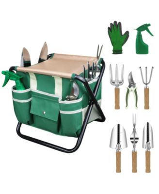 XDOVET Garden Tool Set Folding Stool Detachable Tote Bag Stainless Steel