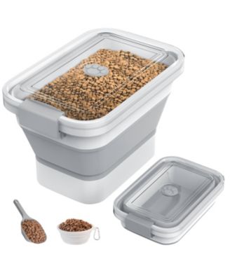 ARONKL Collapsible Pet Food Storage Container Airtight Lid With Scoop Bowl For Dog Cat Food Rice Flour