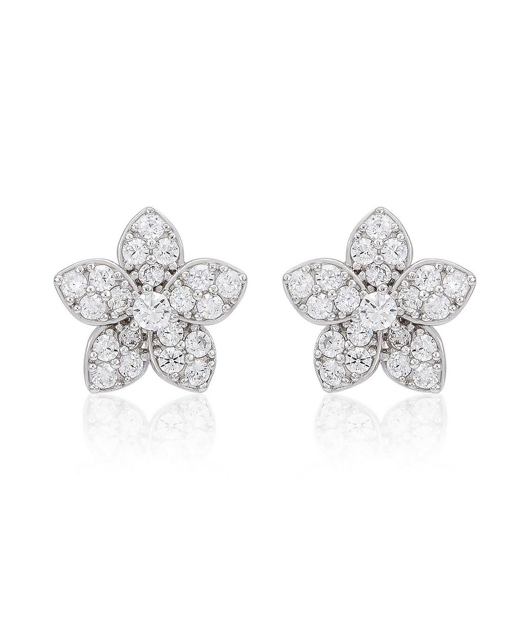 Серьги-гвоздики Suzy Levian New York Sterling Silver Cubic Zirconia Pave Flower