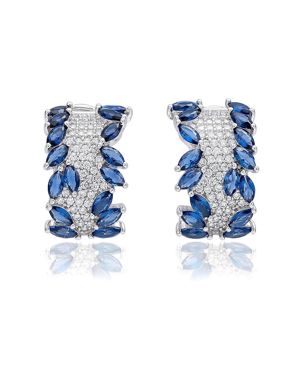 Suzy Levian New York серьги-кольца Marquise Burst из серебра с кубическим цирконием