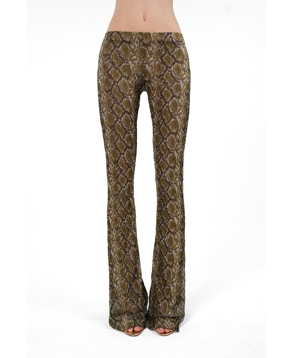 Женские брюки NOCTURNE Snake Print Low-Rise Flare