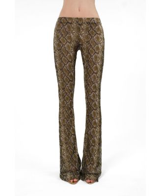 Женские брюки NOCTURNE Snake Print Low-Rise Flare