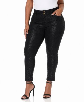 White Mark Plus Size Snake Print High-Rise Ankle Pants