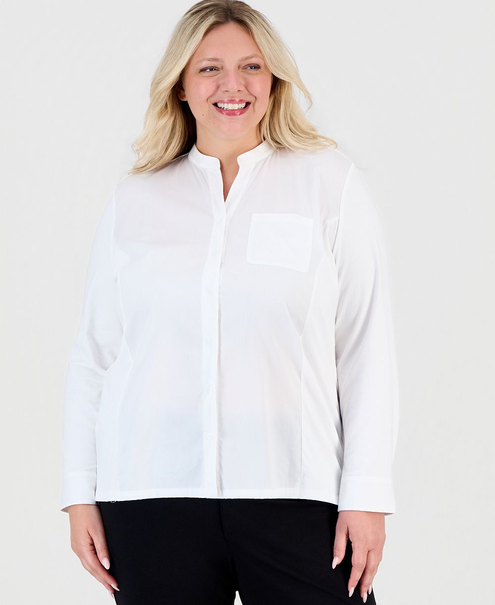 Женская блуза Jones New York Plus Size Stand Collar Button-Front