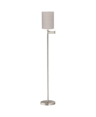 360 Lighting Современный напольный торшер со штангой, 60.5" Tall, Brushed Nickel, Linen Shade
