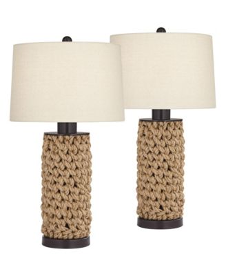 Настольные лампы 360 Lighting Ciera 25 1/4" High Farmhouse Rustic Modern, комплект 2 шт. Natural Bronze Rope Wrapped