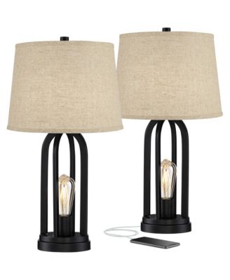 Настольные лампы 360 Lighting Marcel Industrial Set of 2 Black с USB Port LED