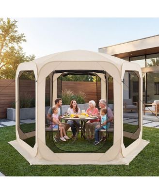 COWIN 10FT Pop Up Screen House Tent, Portable Outdoor Shelter with Sunshade Net, for 8-10 People, for Backyard Camping Picnic