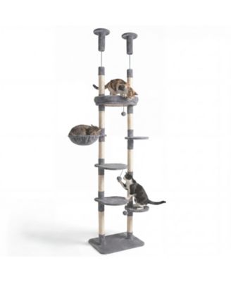 Gymax 6-tier Floor to Ceiling Cat Tree w/Plush Bed Hammock Sisal Scratching Posts