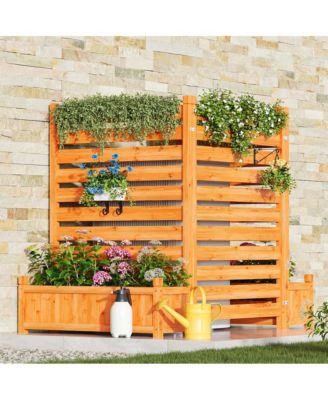 AOXUN Decorative Fence Planter Set of 3  C Cedar Wood Garden Border