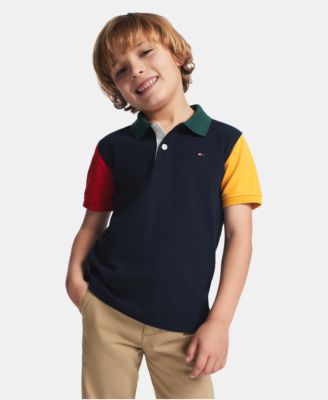Поло Tommy Hilfiger с коротким рукавом, двухцветное, для мальчиков 2T-7