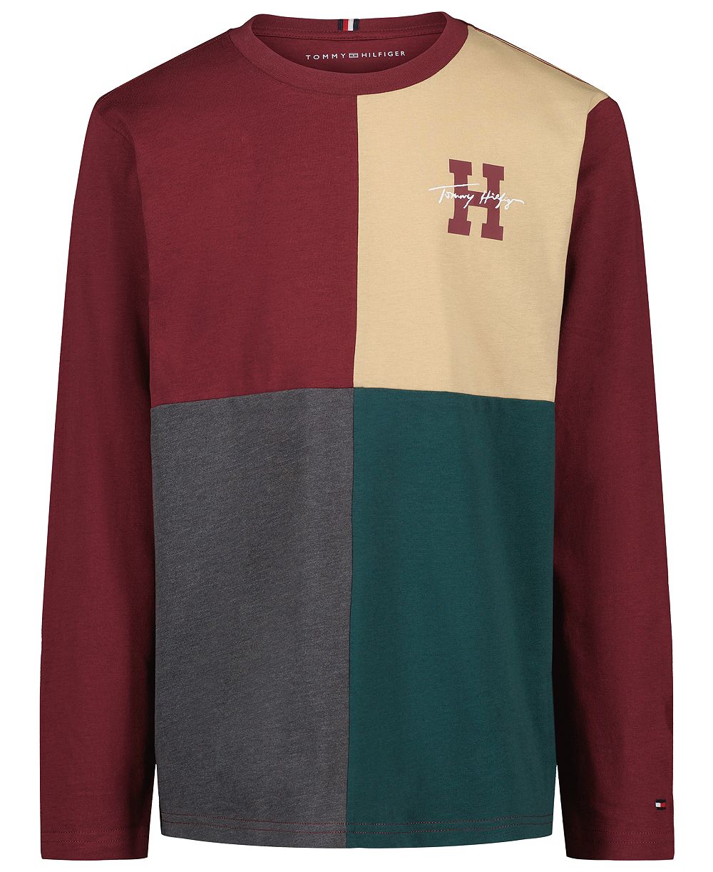 Tommy Hilfiger Boys' 2T-7 Quad Pieced Color-Block Long-Sleeve T-Shirt