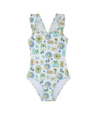 Gottex Детские женские платья-капри, Square Neck Ruffle One Piece