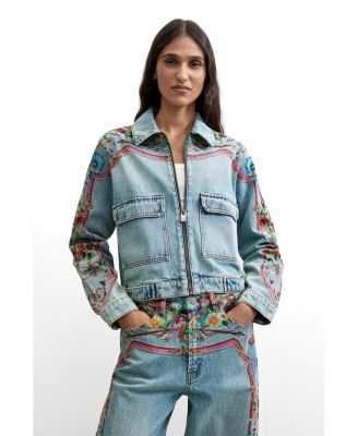 Женская джинсовая куртка Desigual с вышивкой