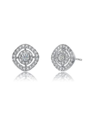Rachel Glauber Elegant CZ Square Frame Stud Earrings