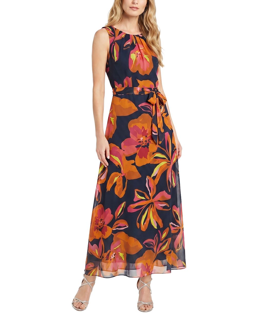 NY Collection Женское шифоновое платье макси без рукавов Petite