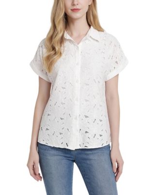 NY Collection Petite топ с коротким рукавом и отделкой Eyelet