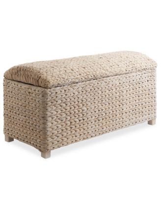 Casafield Storage Trunk с Curved Lid, Safety Hinge - Whitewash, Water Hyacinth Wicker Storage Chest Basket