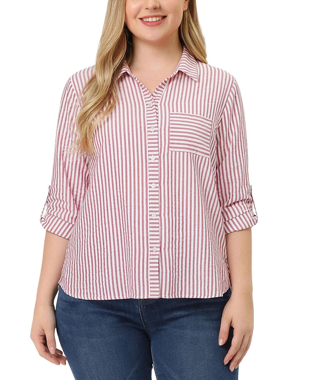 Женский топ NY Collection Plus Size 3/4-Sleeve Roll Tab