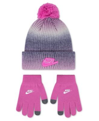 Комплект из шапки и перчаток Nike Girls' 7-16 Gradient Peak Pom, 2-Piece Set