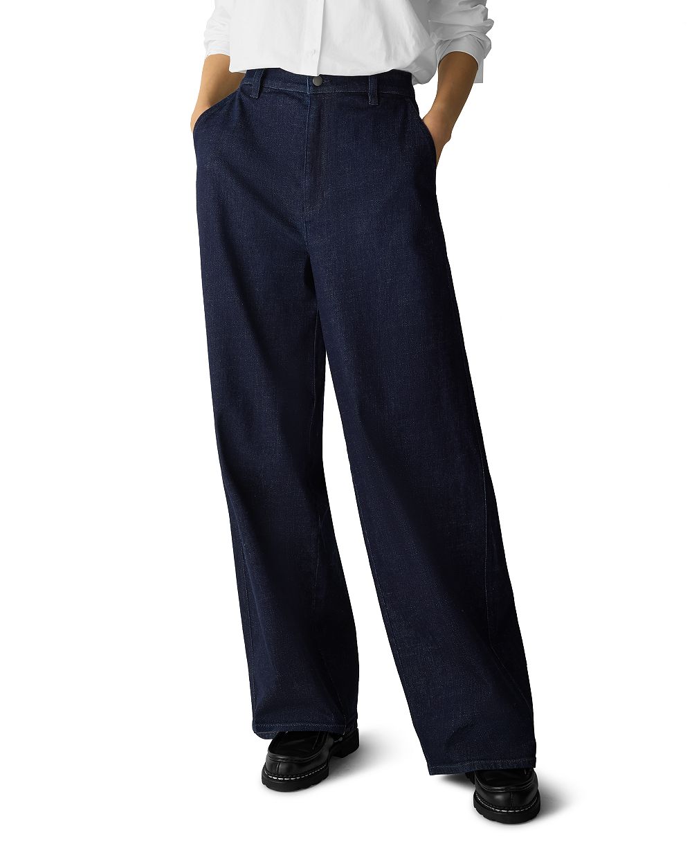 Eileen Fisher Women's High-Waisted Wide-Leg Cotton-Blend Denim Pants