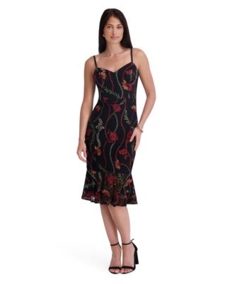Siena Women's Sweetheart Neck Embroidered Lace Midi Dress
