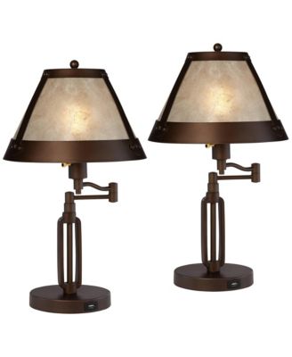 Franklin Iron Works Samuel 21.25" High Farmhouse Rustic Desk Lamps Set of 2