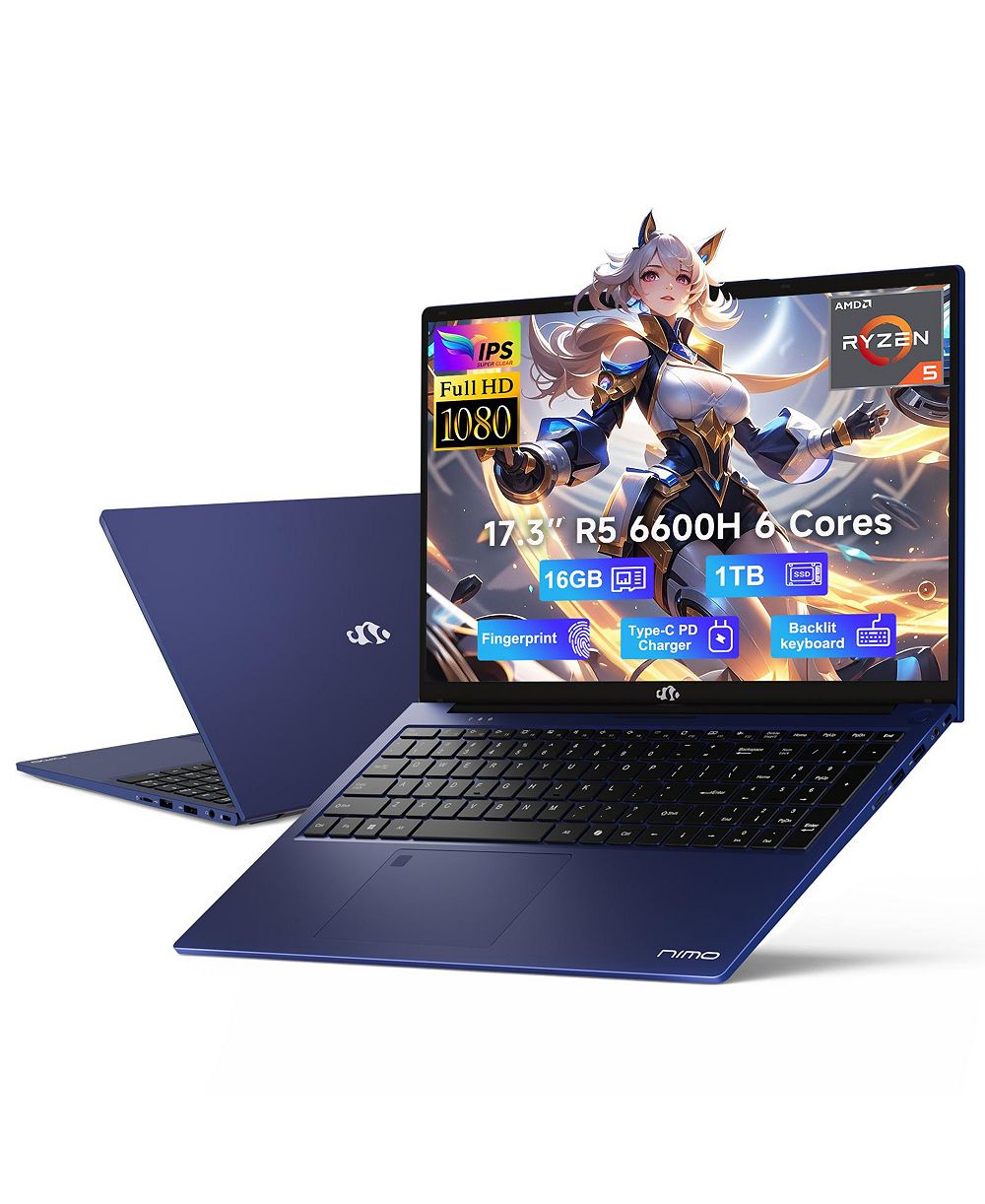 NIMO игровой ноутбук 17.3" IPS FHD AMD Ryzen 5 6600H 16GB DDR5 RAM 1TB SSD Radeon 660M