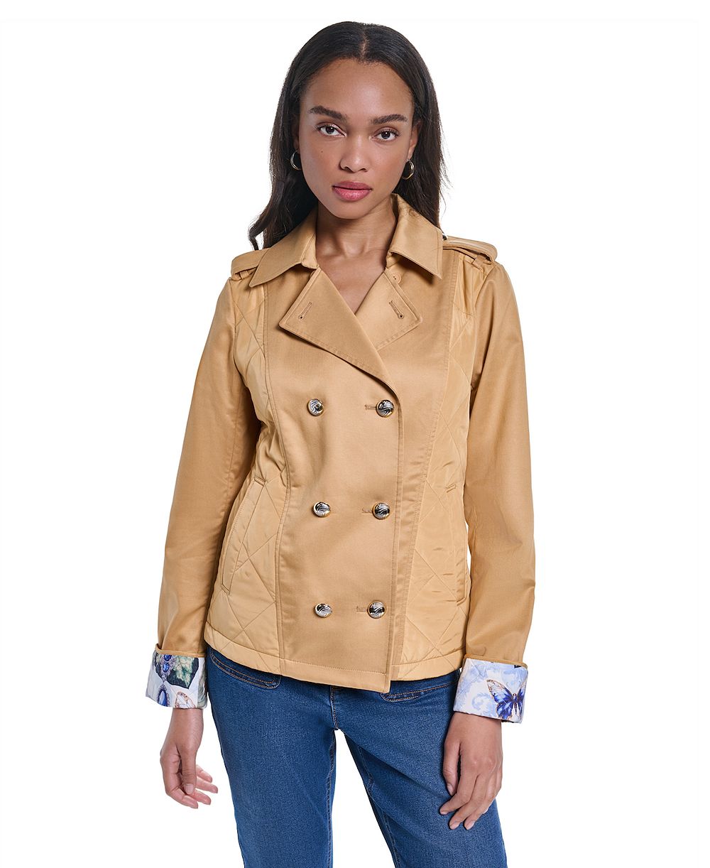 KARL LAGERFELD PARIS Petite Cropped Button-Front Jacket