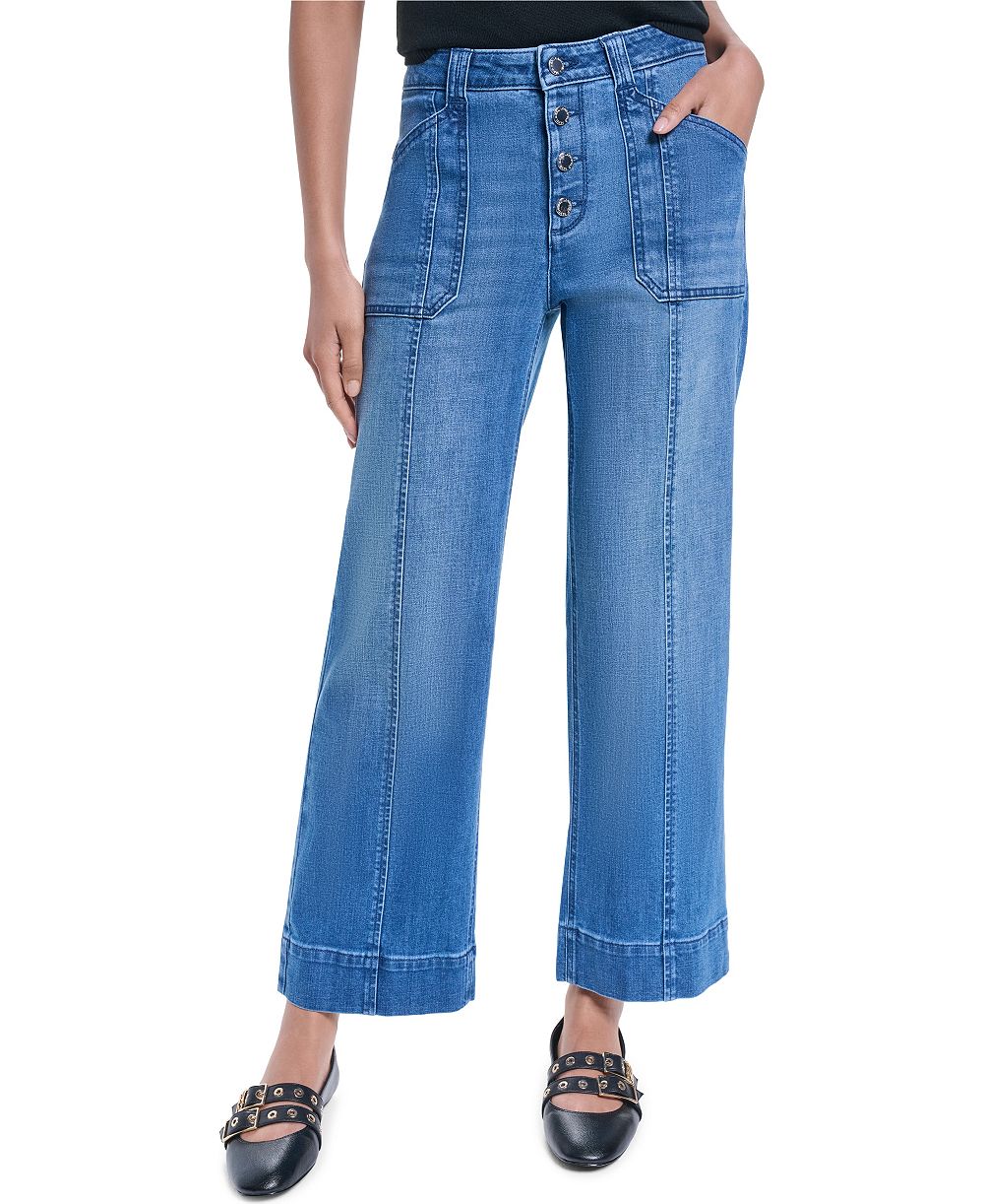 KARL LAGERFELD PARIS Petite Button-Fly Jeans